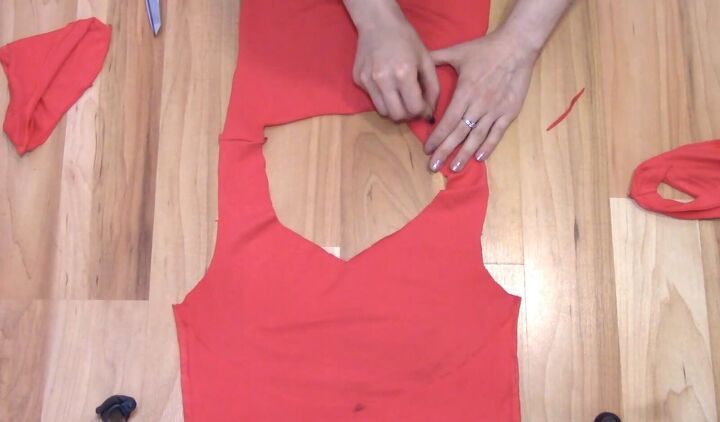 how to cut t shirts into tank tops halter tops in a few easy steps, Marking where the straps go