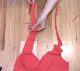 how to cut t shirts into tank tops halter tops in a few easy steps, Stretching the straps
