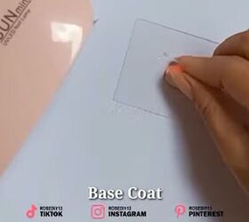 how to make a diy nail art ring palette out of gel nail polish, Sticking the ring to the palette