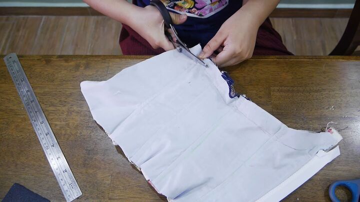 how to make an underbust corset using a free pattern basic tools, Trimming the excess fabric