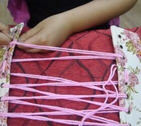 how to make an underbust corset using a free pattern basic tools, Lacing the underbust corset