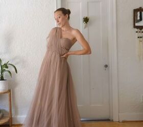 16 bridesmaid multiway dress styles using 1 birdy grey dress, One sleeved bridesmaid dress