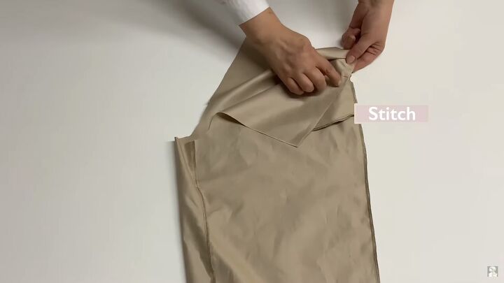 how to sew paperbag waist pants with pockets using a free pattern, Sewing the top edge