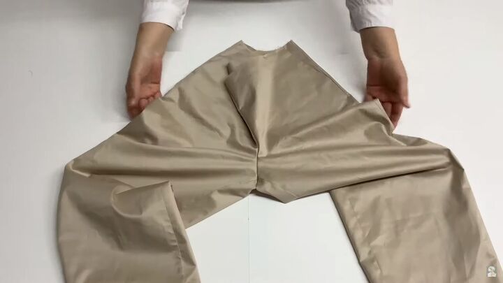 how to sew paperbag waist pants with pockets using a free pattern, Sewing the crotch area