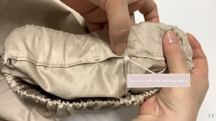 how to sew paperbag waist pants with pockets using a free pattern, Sewing the gap closed