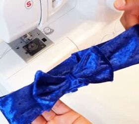4 quick easy scrap fabric ideas for cute hair accessories, DIY velvet bow headband from fabric scraps