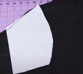 how to convert a old men s party shirt into a feminine diy blouse, Placing the armhole pattern on the shirt