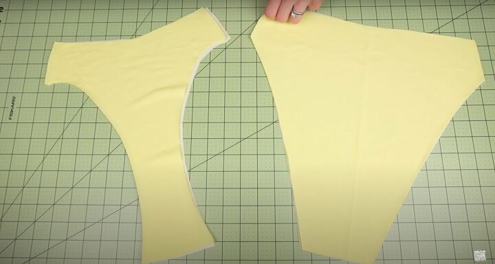 how to sew a swimsuit in a sexy halter wrap style, Matching front and back pieces together