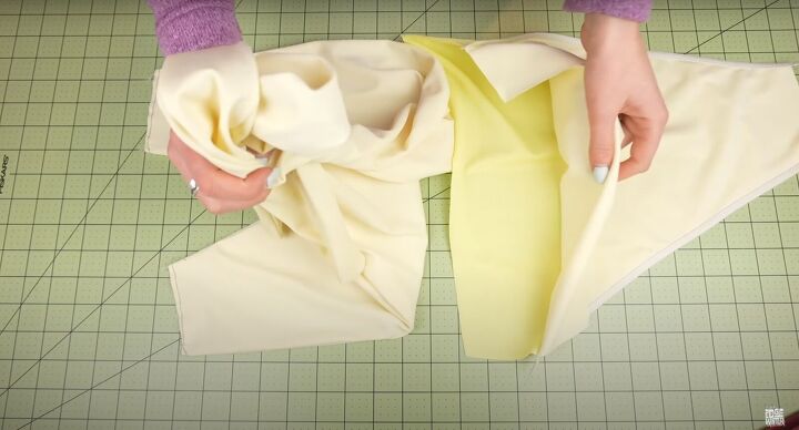 how to sew a swimsuit in a sexy halter wrap style, Inserting the bust pieces into the back