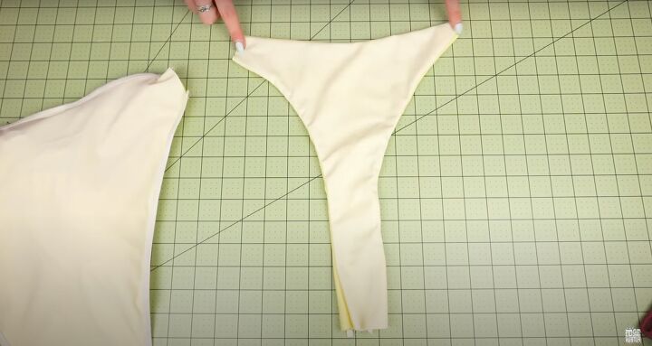 how to sew a swimsuit in a sexy halter wrap style, Sewing the gusset and side seams closed