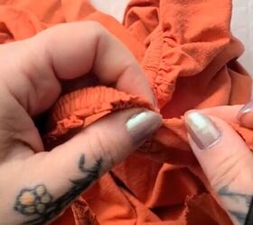 how to make a cute tunic out of an old bedsheet a scarf, Removing the elastic