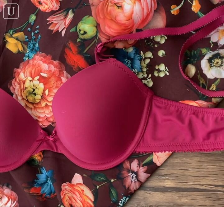 3 quick easy bra makeovers to make your underwear more beautiful, Matching a plain bra with patterned fabric