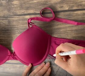 3 quick easy bra makeovers to make your underwear more beautiful, Measuring and marking the bra side panel