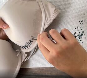 3 quick easy bra makeovers to make your underwear more beautiful, Sticking beads to the cups