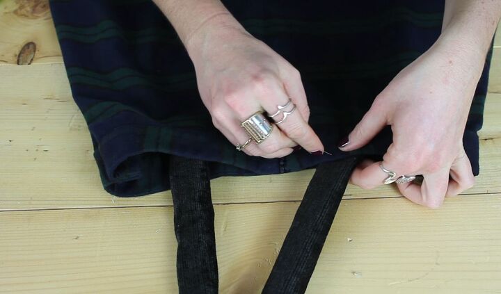 how to make a suspender skirt easily out of any old skirt, Pinning the straps onto the skirt