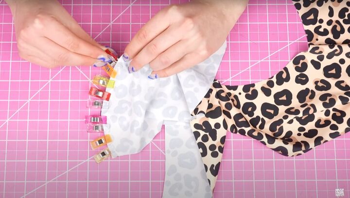 how to make a sexy diy swimsuit with a wrap tie perfect for summer, Clipping the bust pieces together