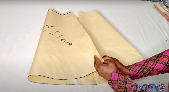how to make a dress with a flattering quarter circle skirt, Unfolding the paper