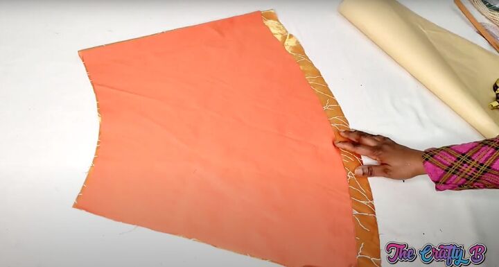 how to make a dress with a flattering quarter circle skirt, Cutting out the pattern in fabric