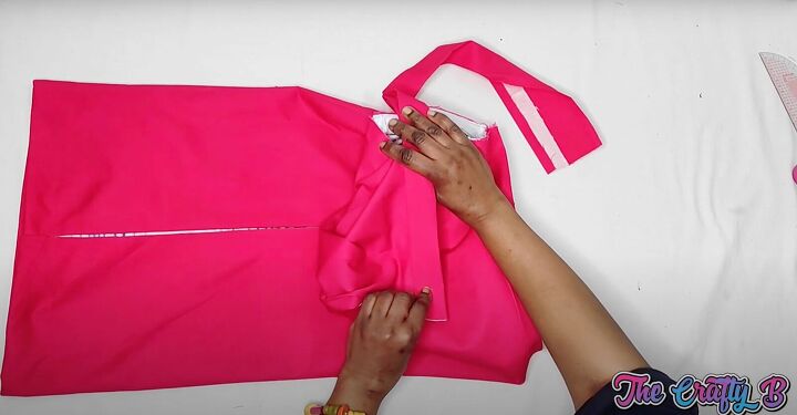 how to sew a pencil skirt with lining a zipper step by step, Sewing the waistband to the pencil skirt