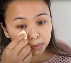 date night makeup how to create a soft glamorous look for a date, Applying foundation with a makeup sponge