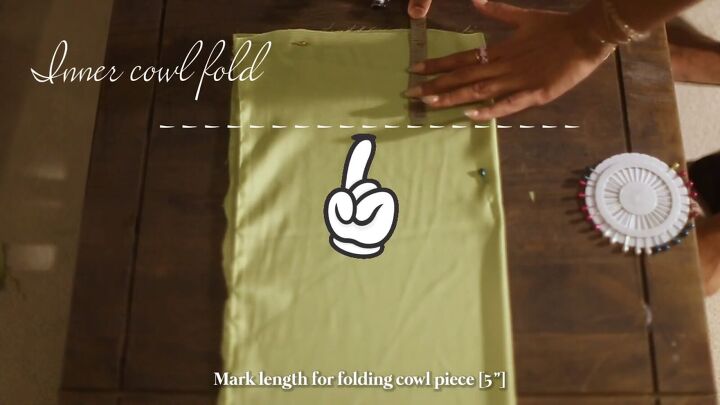 how to sew a cowl neck top that s essential for your summer wardrobe, Marking the length of the cowl piece