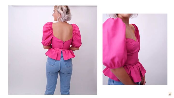 5 easy no sew thrift flip ideas that are quick simple to do, DIY puff sleeve peplum top