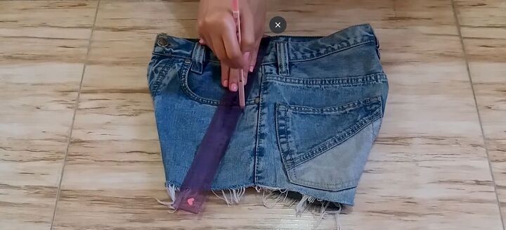 how to make diy lace up shorts without eyelets in just 10 minutes, Drawing a triangle with a ruler