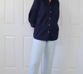 how to dress like a coastal grandmother an aesthetic style guide, Coastal grandmother outfit in beachy blue tones