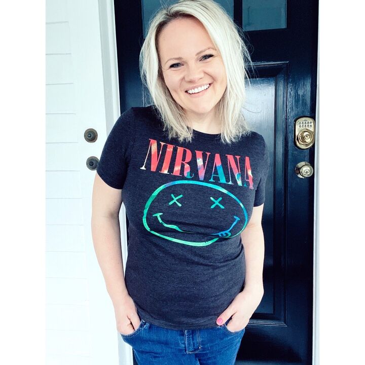 rounding up my favorite graphic tees for a trendy look, Classic Nirvana graphic tee