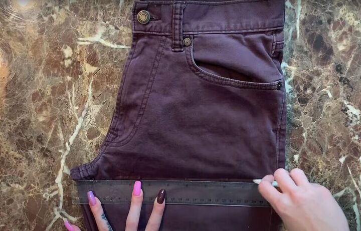 how to easily make a cute diy overall dress out of old pants, Disassembling the old pants