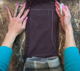 how to easily make a cute diy overall dress out of old pants, Making the DIY overall dress pattern