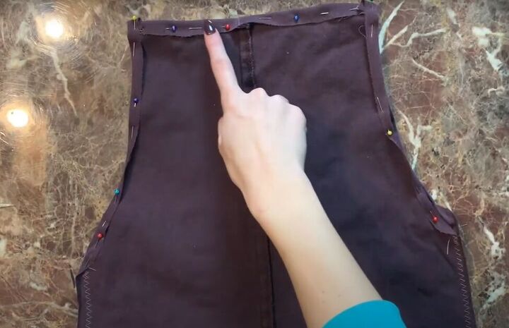 how to easily make a cute diy overall dress out of old pants, How to make overalls out of pants