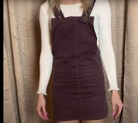 how to easily make a cute diy overall dress out of old pants, DIY overall dress