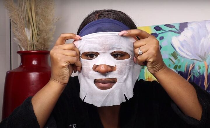 this 6 step basic skincare routine is the perfect 30 minute pamper, Using a hydrating sheet mask