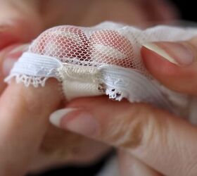 how to make a delicate bralette out of leftover bridal lace, Making shoulder straps for the DIY bralette
