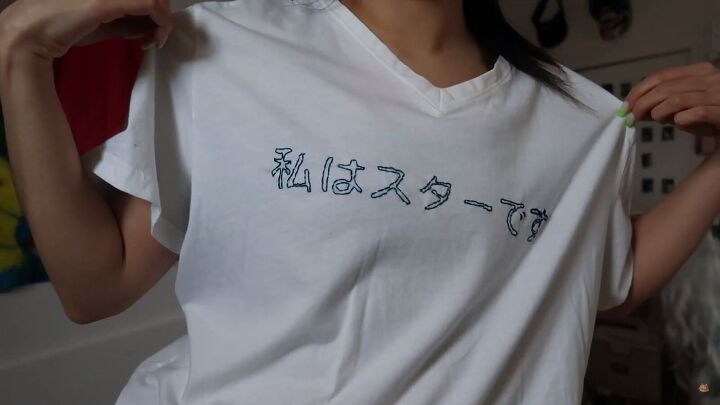 how to embroider a t shirt with a quote in 3 simple steps, Quote embroidery on a t shirt