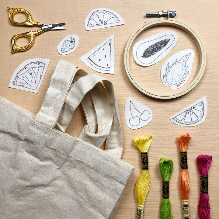 how to create an embroidered grocery tote bag