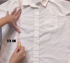 3 cute easy diy crop tops inspired by bella hadid, Marking the shirt