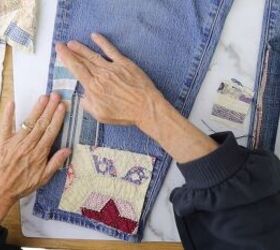 how to make cute patchwork jeans out of old fabric scraps, Old jeans makeover