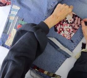 how to make cute patchwork jeans out of old fabric scraps, Making cute patchwork jeans