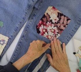 how to make cute patchwork jeans out of old fabric scraps, Jeans makeover