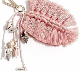 diy macrame feather keychain, Pink Macrame Leaf Keyring on Amazon