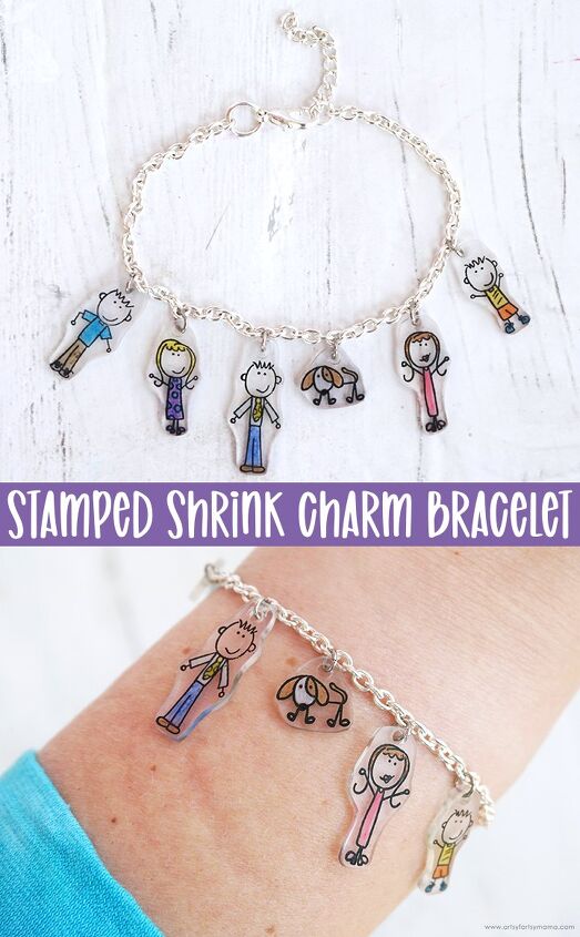 stamped shrink charm bracelet