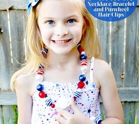 Patriotic Necklace and Pinwheel Hair Clip
