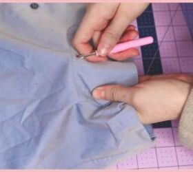 how to make a skirt out of a shirt in 7 simple steps, Seam ripping the pocket