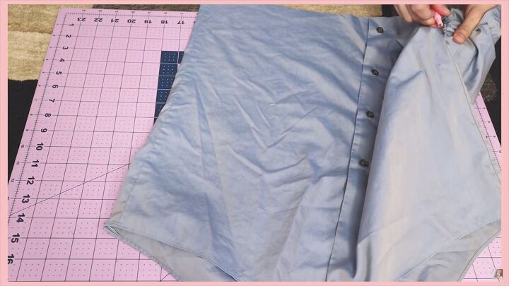 how to make a skirt out of a shirt in 7 simple steps, Seam ripping the sides of the skirt