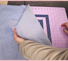 how to make a skirt out of a shirt in 7 simple steps, Pinning the pockets to the back of the skirt