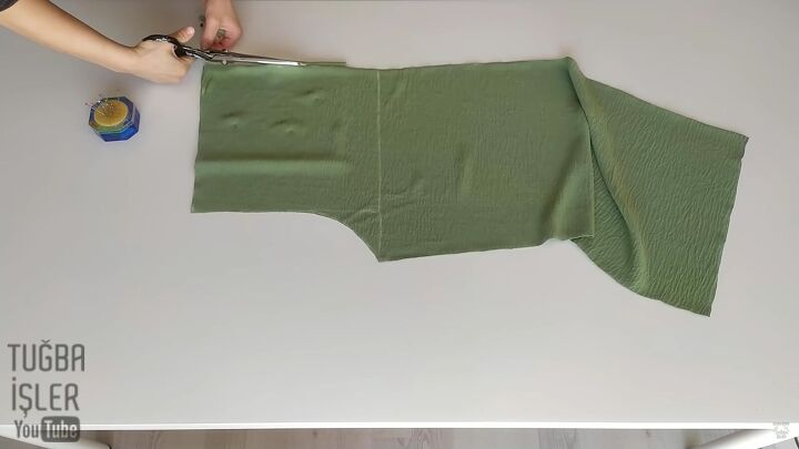 how to make easy sew palazzo pants without using a pattern, Trimming the excess fabric