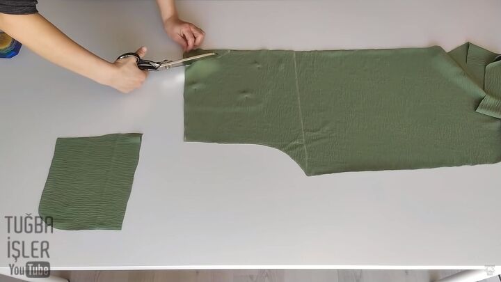 how to make easy sew palazzo pants without using a pattern, Cutting out a curved edge