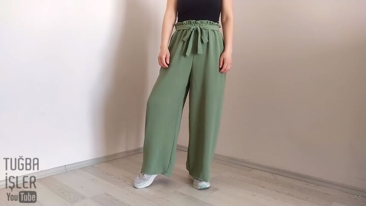 how to make easy sew palazzo pants without using a pattern, Easy sew palazzo pants